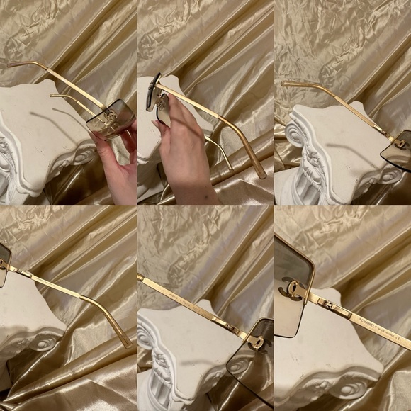 Chanel 4092 Rimless Crystal Rhinestone CC Vintage Y2K Sunglasses in Brown Hue - Picture 12 of 17